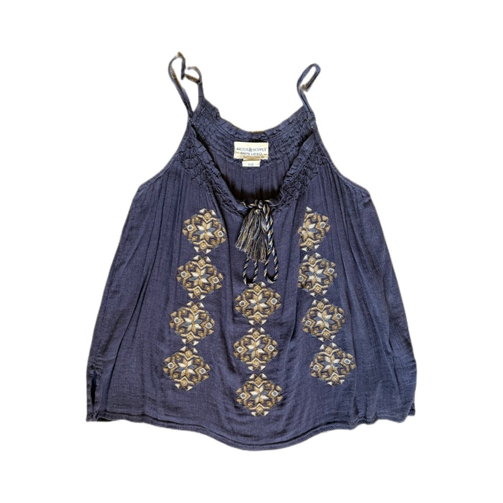 Denim & Supply Ralph Lauren Purple Camisole with Geometric embroidered Pattern - Picture 4 of 9